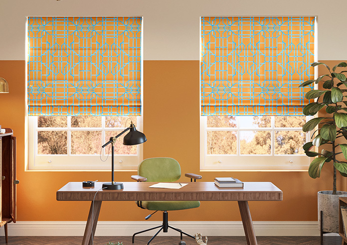 Bamboo Candy, Blue Orange - Roman Blind - Image 3